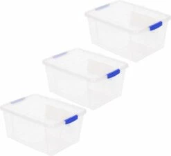 3x Opslagbakjes/organizers Met Deksel 4 Liter 25 Cm Transparant - Opbergbakjes - Organizers/opbergbakken - Woonkamer/badkamer Spullen Opruimen