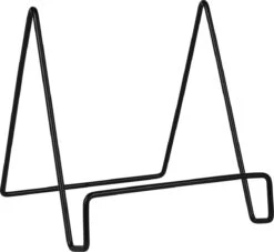 QUVIO Boekensteun Minimalistisch - Boekenstandaard - Boekenhouder - Boekensteunen Voor Volwassenen - Tijdschriftenrek - Tijdschriftenhouder - Modern - Metaal - 15,5 X 13 X 14 Cm - Zwart