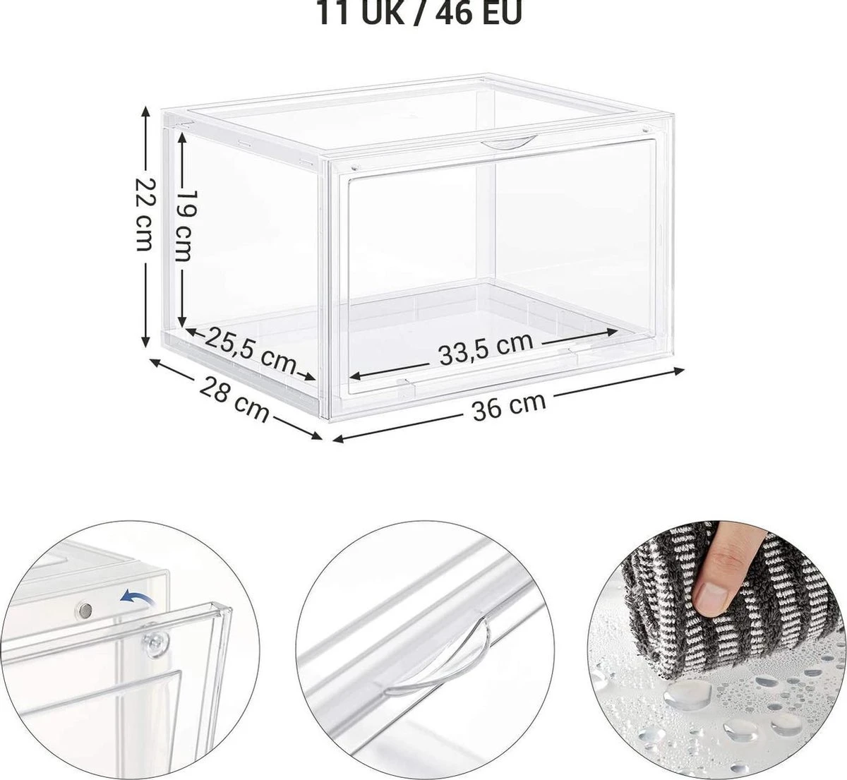 Songmics Schoendozen, Set Van 6 Stapelbare Schoen Organizers - Transparant Plastic - 46, 36 X 28 X 22 Cm 4 Songmics Schoendozen, Set Van 6 Stapelbare Schoen Organizers - Transparant Plastic - 46, 36 X 28 X 22 Cm - Afbeelding 2