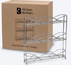 KitchenBrothers Kruidenrek - Staand - Voor 21 Potjes - 3 Laags - Chroom -Thuisopslag 1200x1106