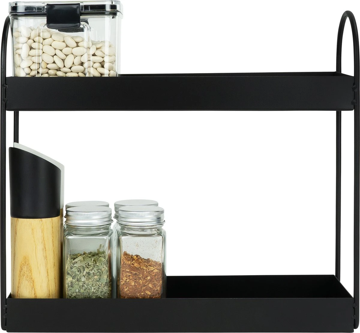 QUVIO Kruidenrek Staand - Keukenrek - Kruidencarrousel - Aanrecht Organizer -Keuken Organizer - Opbergrek - Metaal - 10 X 32 X 29 Cm - Zwart 4 QUVIO Kruidenrek Staand - Keukenrek - Kruidencarrousel - Aanrecht Organizer -Keuken Organizer - Opbergrek - Metaal - 10 X 32 X 29 Cm - Zwart - Afbeelding 2