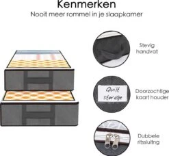 Merkloos Bed Organizer - 3 Stuks - Ruime Opbergzakken Voor Kleding En Dekbedden - Grijs - Opbergtassen Voor Onder Je Bed -Thuisopslag 1200x1109 8