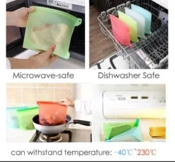 Siliconen Vershoudzakken - Set Van 8 ( 4x 1000ML + 4x 1500ML) -(Transparant, Rood, Groen, Blauw) - Duurzaam - Herbruikbaar - Vries & Hitte Bestendig - Meal Prep - Opbergzak Maatbeker Meal Prep Container -Thuisopslag 1200x1110