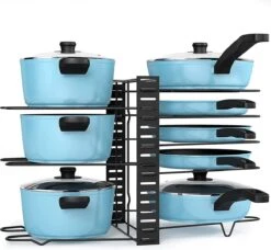 Liesun Pannenhouder Voor 8 Etages, Vrijstaande Pannen, Organizer, Pannendekselhouder, Snijplankorganizer, Pannenhouder Voor Kast, Pannenhouder Voor Lade