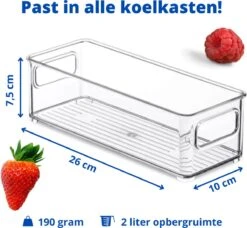 Janse Set Van 4 Koelkast Organizers - Opbergbox - Opberg Bakjes - Koelkast Bakjes - Plastic Bakjes - Bakjes - Keuken Organizer - Stapelbaar - Koelkast Opbergbak - Voorraadbakjes - Koelkast Accessoires - Lade Organizer -Thuisopslag 1200x1110 5