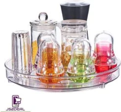 Draaiplateau Transparant ⌀ 27cm Lage Rand 4,5cm - Keuken Organisator - Kruiden Draaiplateau - Badkamer Organisator - Lazy Susan -Thuisopslag 1200x1111 1