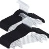 ACAZA Set Van 20 Fluwelen Kledinghangers Met Clips - Kleerhangers Met Knijpers Voor Rok, Broek - Metalen Haak - Zwart
