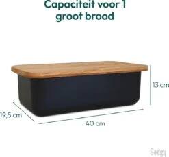 Gadgy Broodtrommel Met Bamboe Deksel – Brooddoos Met Snijplank - 36x19.5x11.5 Cm- Zwart 17 Gadgy Broodtrommel Met Bamboe Deksel – Brooddoos Met Snijplank - 36x19.5x11.5 Cm- Zwart -Thuisopslag 1200x1111