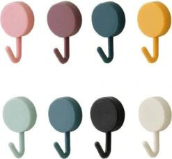 Merkloos 40 Stuks - Zelfklevende Minimalistische Haken - Skandinavische Stijl Kleding Haken - Keuken Haken - Plak Haken - Wand Haken - Stick On Haken - Keuken Haken - Kunststof - 8 Kleuren