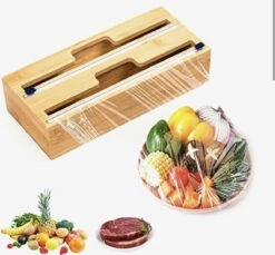 Vdrto - Keuken Foliedispenser Voor 2 Rollen Folie - Keuken Lade Organizer - Folie Snijder - Aluminiumfolie/Vershoudfolie/Keukenfolie Keuken Folie Dispenser Snijder Houder - Foliehouder - Ophangbaar - Bamboe