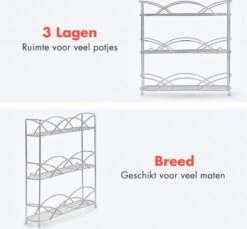 KitchenBrothers Kruidenrek - Staand - Voor 21 Potjes - 3 Laags - Chroom -Thuisopslag 1200x1114 1