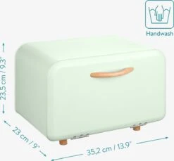 Navaris Metalen Broodtrommel Met Klapdeksel - Vershouddoos Voor Brood - 35 X 24 X 23 Cm - Van Ijzer Met Houten Details In Mintgroen 13 Navaris Metalen Broodtrommel Met Klapdeksel - Vershouddoos Voor Brood - 35 X 24 X 23 Cm - Van Ijzer Met Houten Details In Mintgroen -Thuisopslag 1200x1114 3