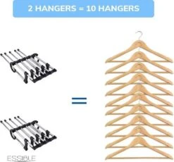 Merkloos ESSIBLE Kledingkast Organizer – Anti Slip - Ruimtebesparende Kledinghangers – Kleerhanger – Kledinghanger – Broekhanger – Functionele Hanger Kleerkast –Handige Kledinghangers -Thuisopslag 1200x1116 10