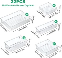 Gewoon® - Lade Organizer 22 Stuks - Doorzichtige Keuken En Make-up Bakjes - Opbergboxen - Opbergbakjes -Thuisopslag 1200x1116 3