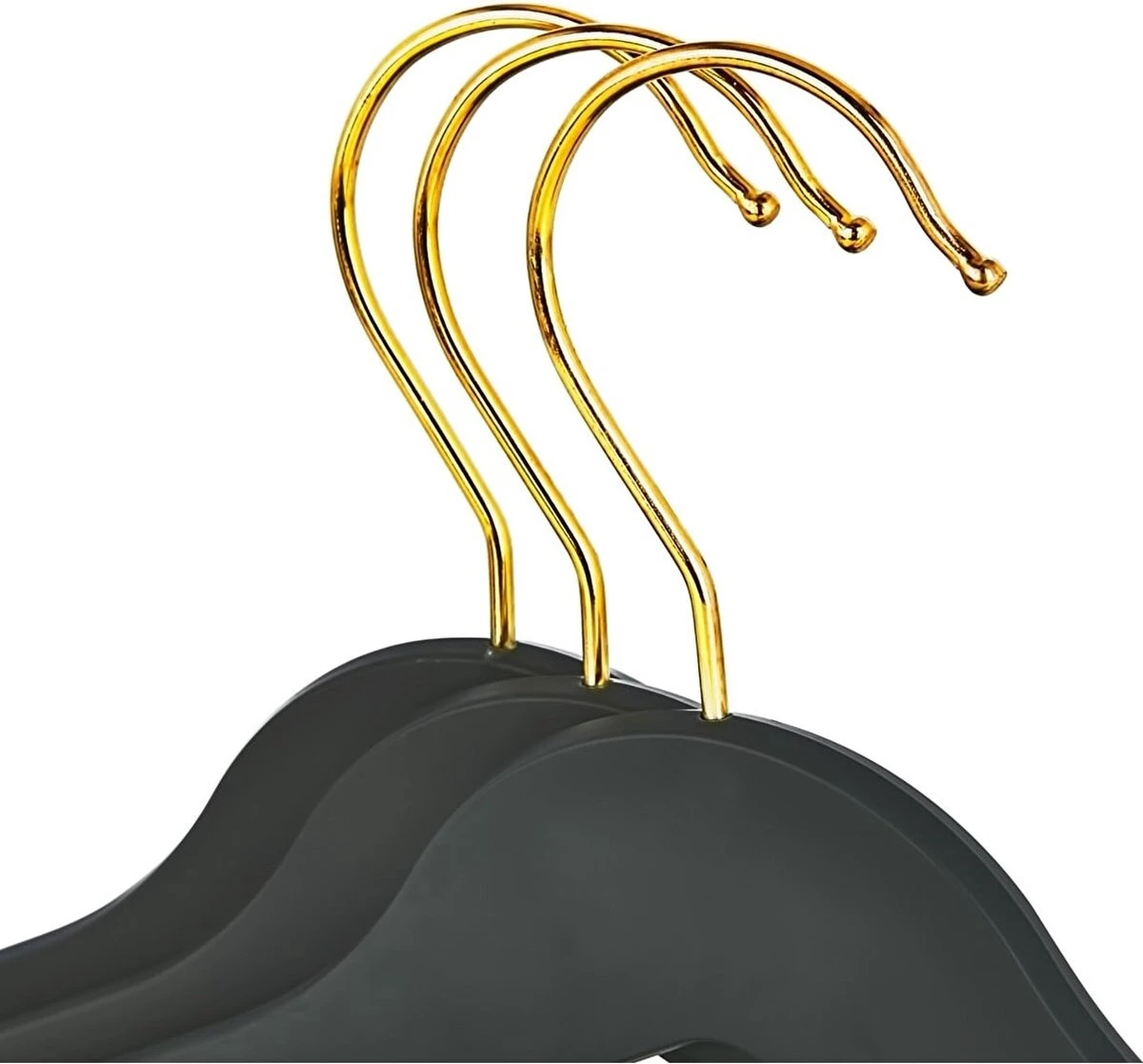 Zwarte Klerenhanger - GOUD - Kleerhanger Met Inkeping En Broeklat - Metalen Haak - Klerenrek 5 Zwarte Klerenhanger - GOUD - Kleerhanger Met Inkeping En Broeklat - Metalen Haak - Klerenrek - Afbeelding 3