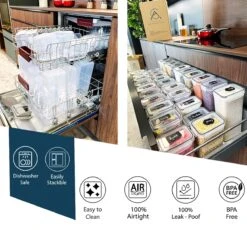 Empyrea Set Van 24 Luchtdichte Vershouddozen, Voorraad Bussen Opslag En Organisatie, Keuken En Voedselcontainer, Voorraadpotten Van Kunststof, BPA-vrij, 72 Etiketten, 3 Markers En 8 Lepels Meegeleverd | Keuken Organizer Voorraadcontainers -Thuisopslag 1200x1117