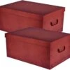 Excellent Houseware Pakket Van 2x Stuks Opbergbox/opbergdoos Van Stevig Karton In De Kleur Roodbruin Leer Motief In Formaat 51 X 37 X 24 Cm Met Deksel En Handgrepen -Thuisopslag 1200x1118 1