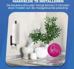 Roegaarden Keukenrolhouder - Zwart - Niet Boren - Hoogwaardige Kwaliteit -Thuisopslag 1200x1119 4