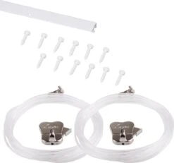 STAS Schilderijrails Voor Plafond - Ophangsysteem Schilderijen / Poster / Fotolijsten - Schilderijrail - Schilderij Ophangsysteem - Ophangrek - Ophanghaak - STAS U-rail - Wit -150 Cm - Complete Kit