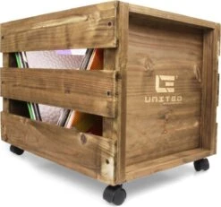 United Entertainment - Vintage Houten Krat Voor 100 Vinyl Platen – LP Krat Hout Op Wielen – 46x34x36 Cm - Bruin -Thuisopslag 1200x1122 9