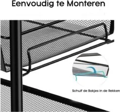 Buxibo Opbergrek 5 Laags Op Wieltjes Met Open Vakken - Opberg Rek Organizer Voor Keuken / Badkamer - Nisrek - Verrijdbare Ruimtebesparende Opbergkast Keuken / Badkamer Kast - Opbergrekje Met Wielen - Zwart -Thuisopslag 1200x1123 7