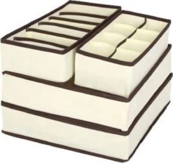 Merkloos Kleding Organizerset - 4-Delig - Beige - Overzichtelijke Opbergboxen Voor Je Garderobe