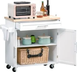 HOMCOM Keukentrolley Rolbare Serveerwagen Keuken Trolley Voor Keuken Woonkamer Eetkamer 801-178 -Thuisopslag 1200x1128 2