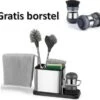 Merkloos Gootsteen Organizer - Vaatdoekhouder - Afdruipbakje - Inclusief Brusher - Keuken Organizers - RVS -Thuisopslag 1200x1129 4