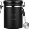 House Of Husk Koffieblik Met CO² Ventilatie - Bewaarblik - Voorraadbussen - Voorraadblik - RVS - Zwart - 1.5 Liter -Thuisopslag 1200x1131