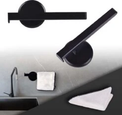 Believe Vaatdoekhouder Met Gratis Eco-Vriendelijke Vaatdoek - Aanrecht Organiser Met Plaksticker - Gootsteen Organizer - Zwart