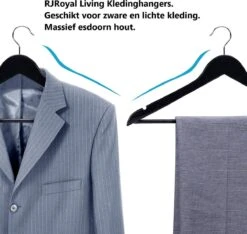 Massief Houten Kledinghangers Zwart Set 24 Stuks Met Anti Slip Kleerhangers Hout Met Broekhangers -Thuisopslag 1200x1135 2