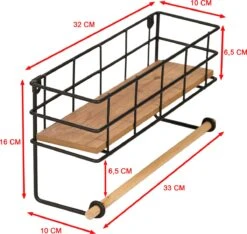 Ophangbaar Kruidenrek Voorzien Met Keukenrolhouder Van Naturn Living | Zwevende Wandplank | Keukenrol Houder | Keuken Opbergrek | Multifunctioneel Kruidenrek | Mat Zwart -Thuisopslag 1200x1135 4