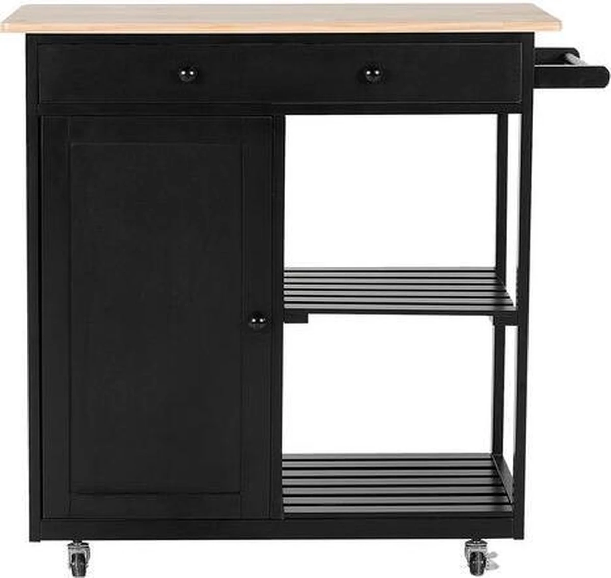 Beliani TRAPANI - Keukentrolley - Zwart - MDF 5 Beliani TRAPANI - Keukentrolley - Zwart - MDF - Afbeelding 3