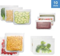 Siliconen Vershoudzakken | Diepvrieszakken | Set Van 10 | Duurzaam | Herbruikbaar Boterhamzakje | Mealprep -Thuisopslag 1200x1136 3