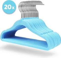 ACAZA 20 Stuks Kinder Kledinghangers Met Fluwelen Bekleding - Kapstokken Voor Peuters Of Kleuters - Blauw