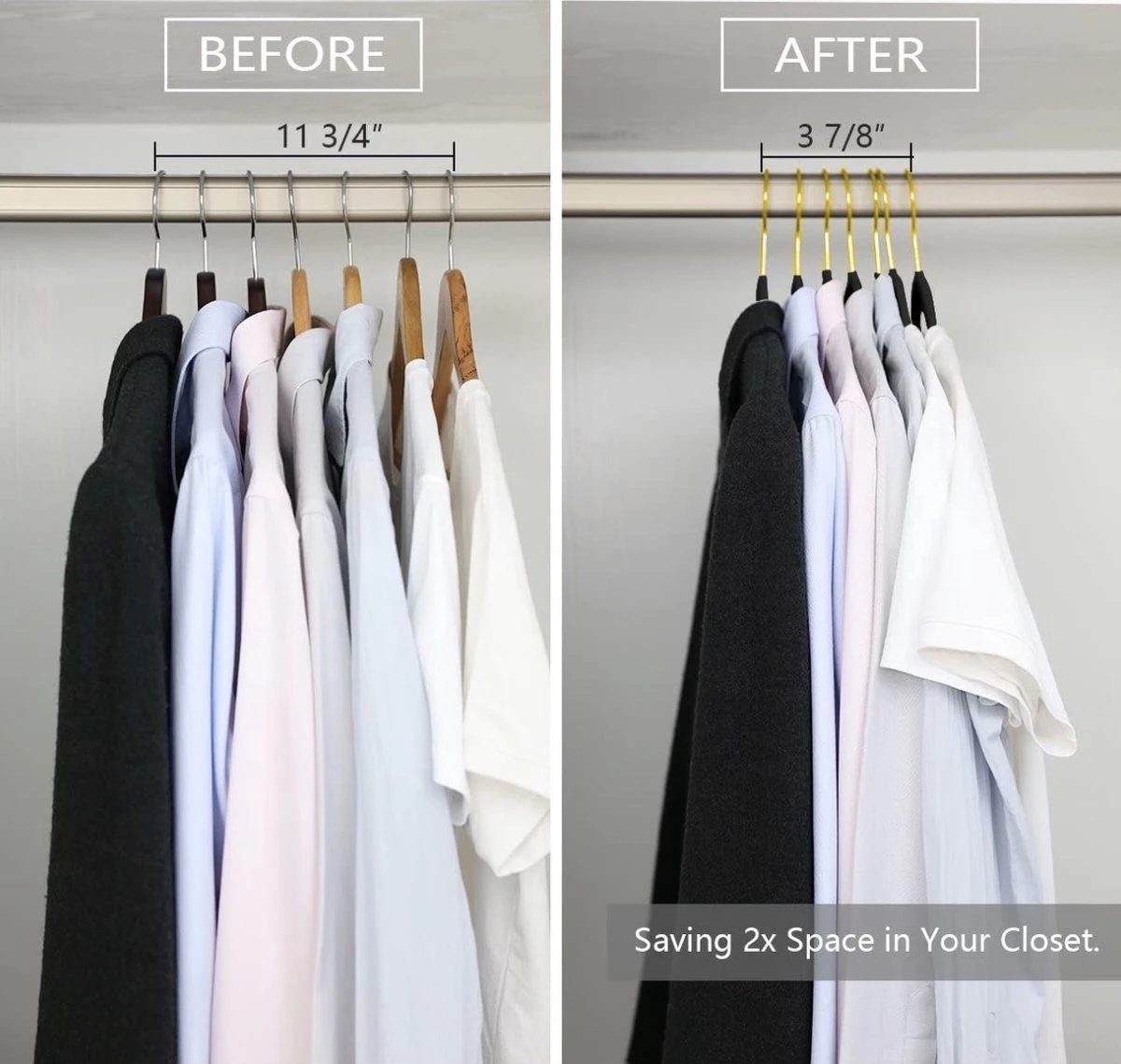 Merkloos YT Home - 50 Anti-slip Suede Kleerhangers - Dunne Kledinghangers Met Fluweel - Zwart En Goud - Gouden Draaibare Metalen Haak 6 Merkloos YT Home - 50 Anti-slip Suede Kleerhangers - Dunne Kledinghangers Met Fluweel - Zwart En Goud - Gouden Draaibare Metalen Haak - Afbeelding 4