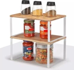 SensaHome Keuken Organizer - Bureau Organizer - Aanrecht Organizer - Keukenrek/Kruidenrek/Badkamer Organizer - Set Van 2 - Wit
