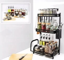 Sens Design Kruidenrek Staand – Keukenrek Voor Kruidenpotjes - Zwart -Thuisopslag 1200x1139 1