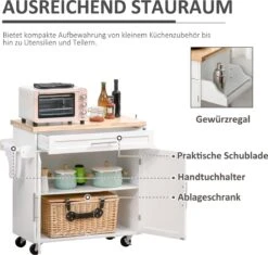 HOMCOM Keukentrolley Rolbare Serveerwagen Keuken Trolley Voor Keuken Woonkamer Eetkamer 801-178 -Thuisopslag 1200x1141 13