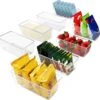 Kurtzy Keuken Koelkast & Kast Opslag Trays (8 Pak) – 20cm In Lengte – Helder Plastic Koelkast Trommels – Badkamer, Berging, Lade, Diepvries En Huis Opslag Organiser Containers