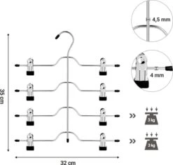 Hoppa! Broekhanger Ruimtebesparend, Meerdere Rokhangers Met Clips, Set Van 3, Metalen Kleerhanger, Voor 4 Broeken Elk, Met 8 Verstelbare Clips, Anti-slip, Voor Broeken, Jeans, 32 Cm, Zilver 12 Hoppa! Broekhanger Ruimtebesparend, Meerdere Rokhangers Met Clips, Set Van 3, Metalen Kleerhanger, Voor 4 Broeken Elk, Met 8 Verstelbare Clips, Anti-slip, Voor Broeken, Jeans, 32 Cm, Zilver -Thuisopslag 1200x1141 8