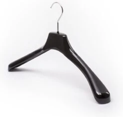 TopHangers [Set Van 10] Stevige Zwarte Kunststof Kledinghangers / Garderobehangers / Kolberthangers / Jashangers Met Brede Schouders Voor Een Mooie Presentatie En Een Perfecte Ondersteuning