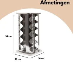 Pazzo Goods - Kruidenrek Staand - Kruidenrek Met Potjes - Zilver - RVS - Kruidenrek Draaibaar - 20 Kruidenpotjes - Inclusief Stickers & Stift - Kruiden Carrousel -Thuisopslag 1200x1144