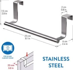 Tatkraft HORIZON - RVS Kastdeur Handdoekrek - Keukenkast Deur Handdoek/Vaatdoek Houder Rek Stang Hanger - Towel Rack Kast Deurhanger Deurhaak Keuken - 23CM - Set Van 2 Stuks 11 Tatkraft HORIZON - RVS Kastdeur Handdoekrek - Keukenkast Deur Handdoek/Vaatdoek Houder Rek Stang Hanger - Towel Rack Kast Deurhanger Deurhaak Keuken - 23CM - Set Van 2 Stuks -Thuisopslag 1200x1146 2