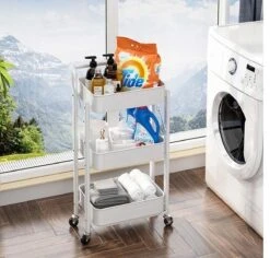 Inklapbare Keukentrolley - Keukentrolley Op Wieltjes - Serveerwagen - Metaal - Wit - 89,5*44*30cm -Thuisopslag 1200x1146 3