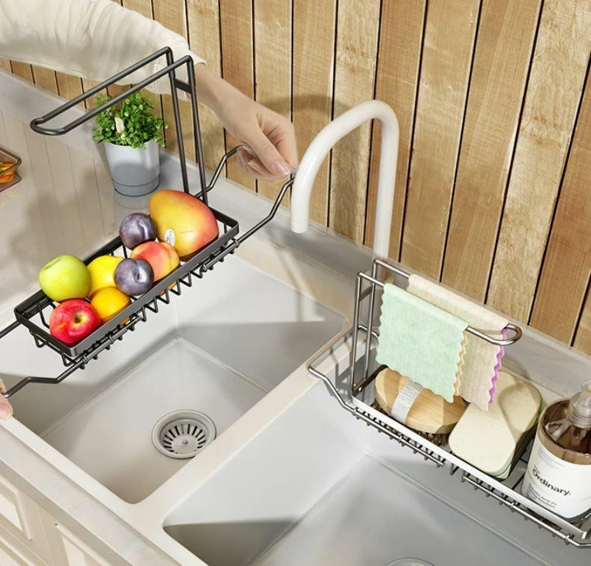 Merkloos Aanrecht Organizer - Keuken Organizer - Verstelbaar Druiprek - Kitchen Organizer - Gootsteen Organizer - Gootsteenorganisers - Spoelbak Organiser - Sponshouder - Vaatdoekhouder - Aanrecht Rek - Keuken Rek - Uitschuifbaar Van 36 Cm Tot 44 Cm 4 Merkloos Aanrecht Organizer - Keuken Organizer - Verstelbaar Druiprek - Kitchen Organizer - Gootsteen Organizer - Gootsteenorganisers - Spoelbak Organiser - Sponshouder - Vaatdoekhouder - Aanrecht Rek - Keuken Rek - Uitschuifbaar Van 36 Cm Tot 44 Cm - Afbeelding 2