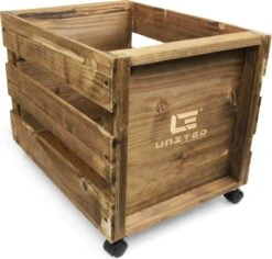 United Entertainment - Vintage Houten Krat Voor 100 Vinyl Platen – LP Krat Hout Op Wielen – 46x34x36 Cm - Bruin -Thuisopslag 1200x1148 5
