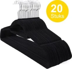 20 Anti Slip Kledinghangers - Draaibare Metalen Haak - Plooibaar - Zwart