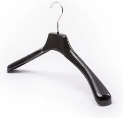 [Set Van 5] Stevige Zwarte Kunststof Kledinghangers / Garderobehangers / Kolberthangers / Jashangers Met Dikke Schouderkop Voor Een Mooie Presentatie En Een Perfecte Ondersteuning