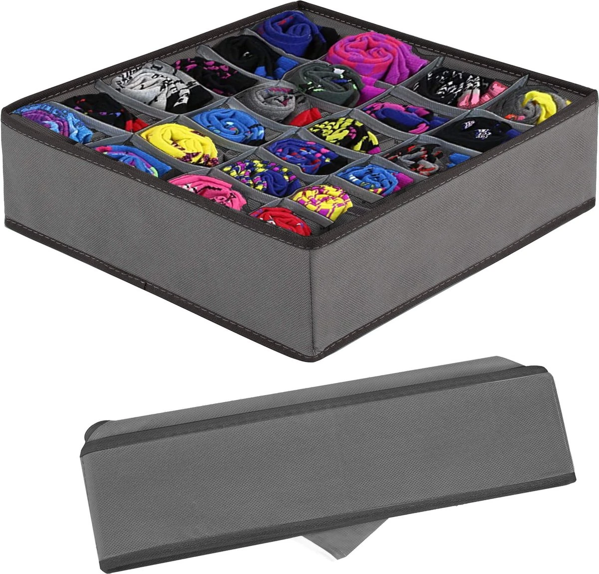 Springos Lade Organizer | Kleding Organizer | Ondergoed Organizer | 24 Vakken | Grijs | 33 X 33 Cm 5 Springos Lade Organizer | Kleding Organizer | Ondergoed Organizer | 24 Vakken | Grijs | 33 X 33 Cm - Afbeelding 3